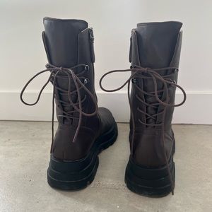 ALIAS MAE Dark Brown Leather Combat Boots